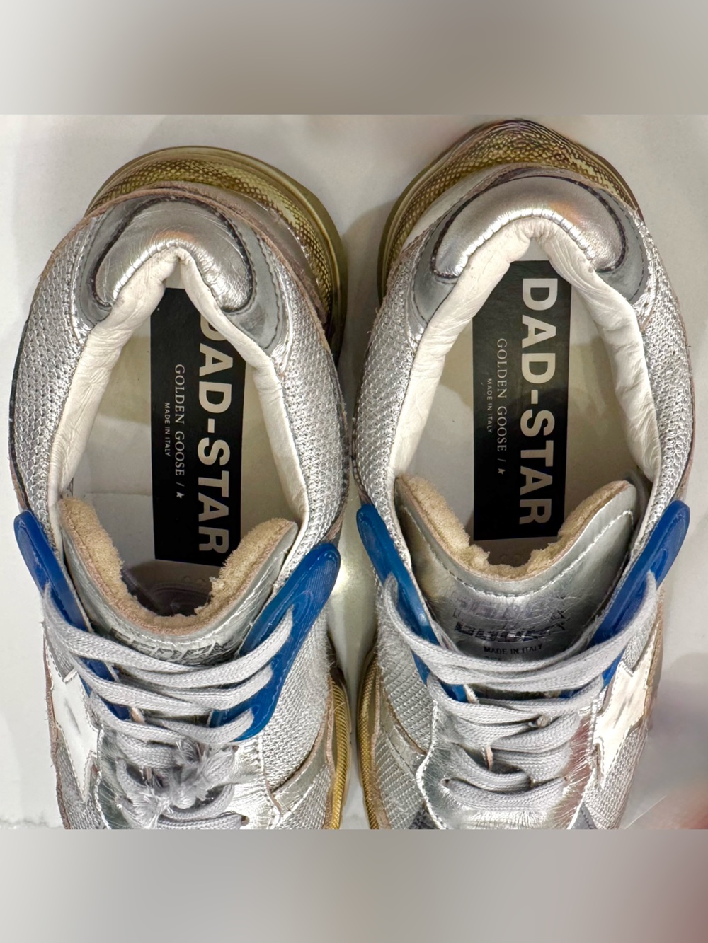 Golden Goose Women's Size 36 Dad-Star in silver laminated leather and mesh - Picture 9 of 15